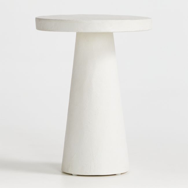 Willy White Plaster Round Pedestal Side Table by Leanne Ford - Image 5