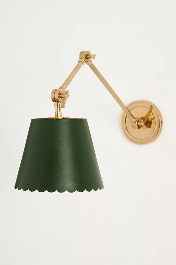Roberta Scalloped Leather Task Sconce Wall Light - Image 0