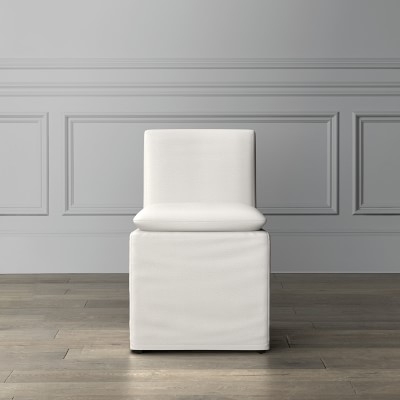 Laguna Slipcovered Dining Side Chair, Standard Cushion, Belgian Linen, Indigo - Image 1
