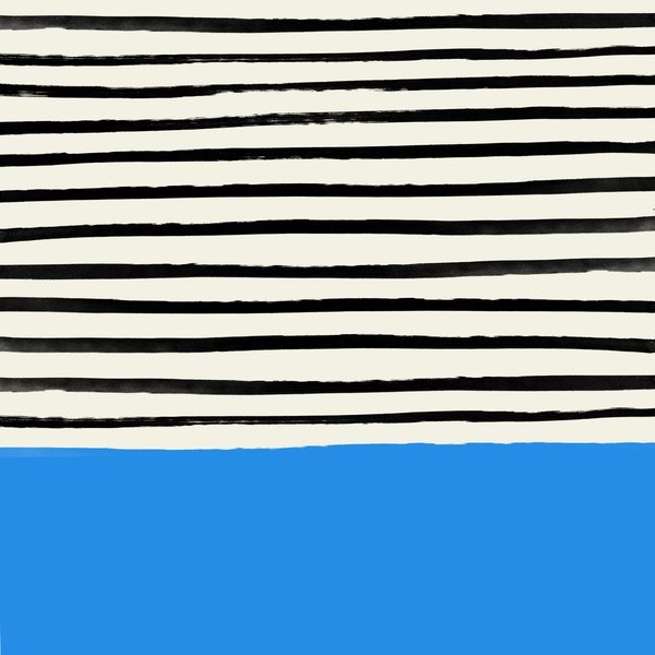Ocean X Stripes Framed Art Print by Leah Flores - Scoop White - X-Small-12x12 - Image 1