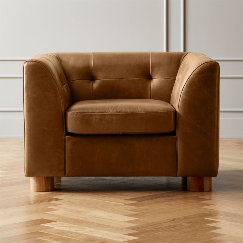 Kotka Tobacco Tufted Leather Chair - Image 1