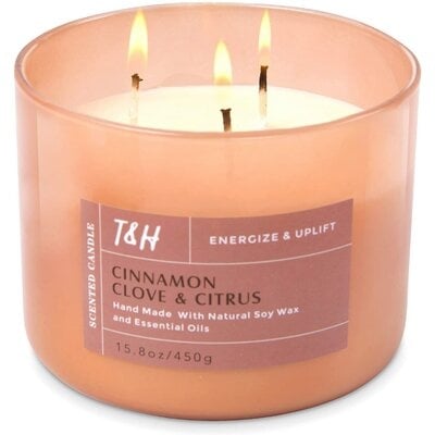 Cinnamon Clove Citrus Scented Candle 3 Wick Candles For Home - Image 0