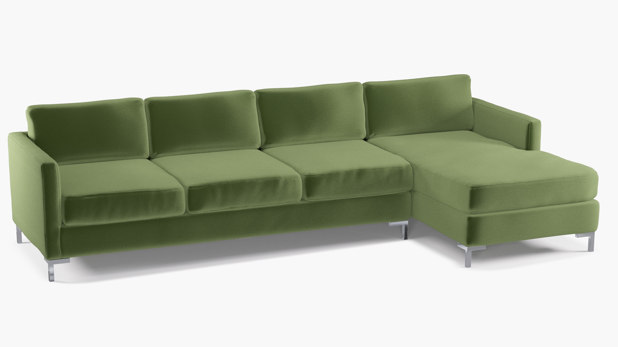 Modern Sectional, Right Facing, Essex Performance Velvet, Chrome L Leg - Image 1