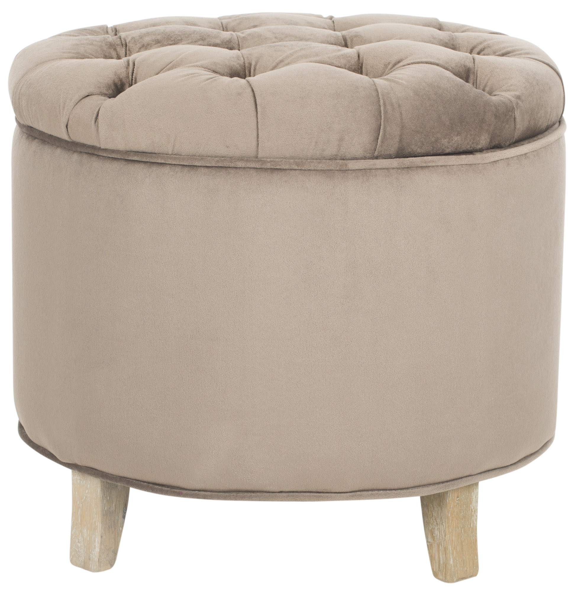 Amiela Tuffted Ottoman - Mushroom - Safavieh - Image 0