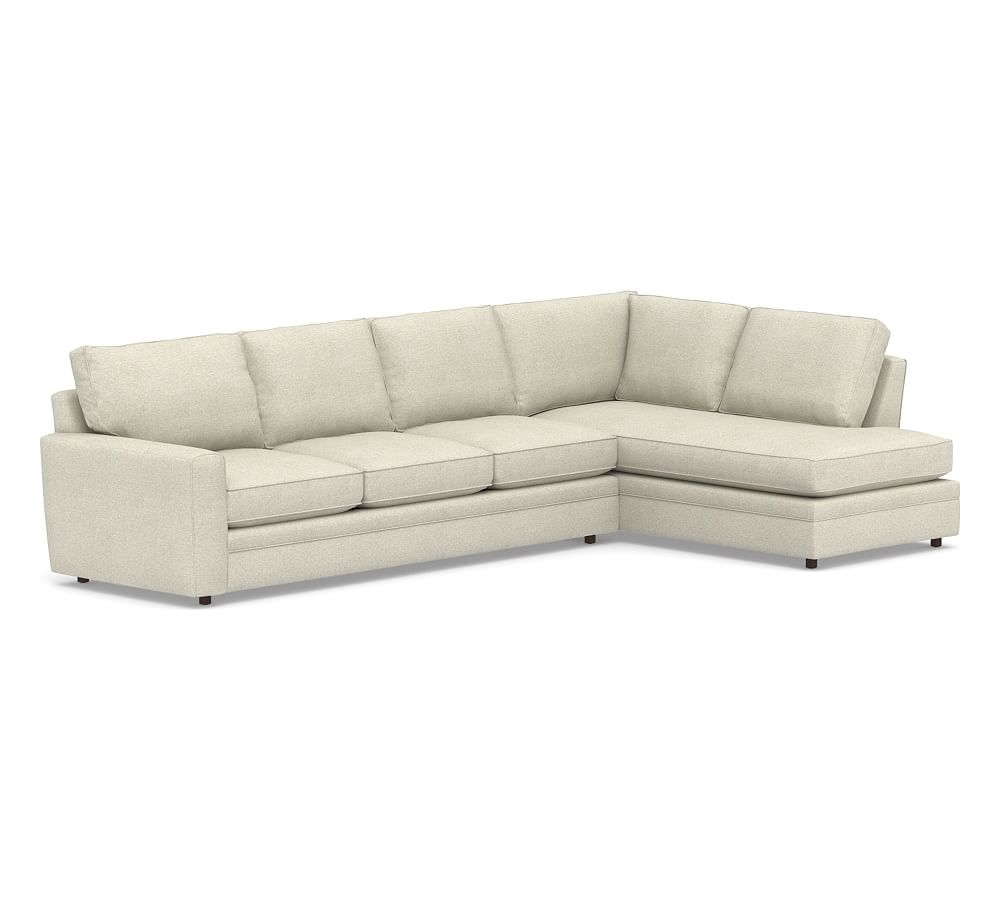Pearce Square Arm Upholstered Left Sofa Return Bumper Sectional, Down Blend Wrapped Cushions, Performance Heathered Basketweave Alabaster White - Image 0