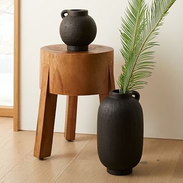 Deco Terracotta Vase, Black, Small - Image 1