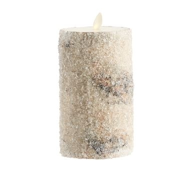 Premium Flickering Flameless Wax Pillar Candle, 4"x8" - Sugared Birch - Image 2