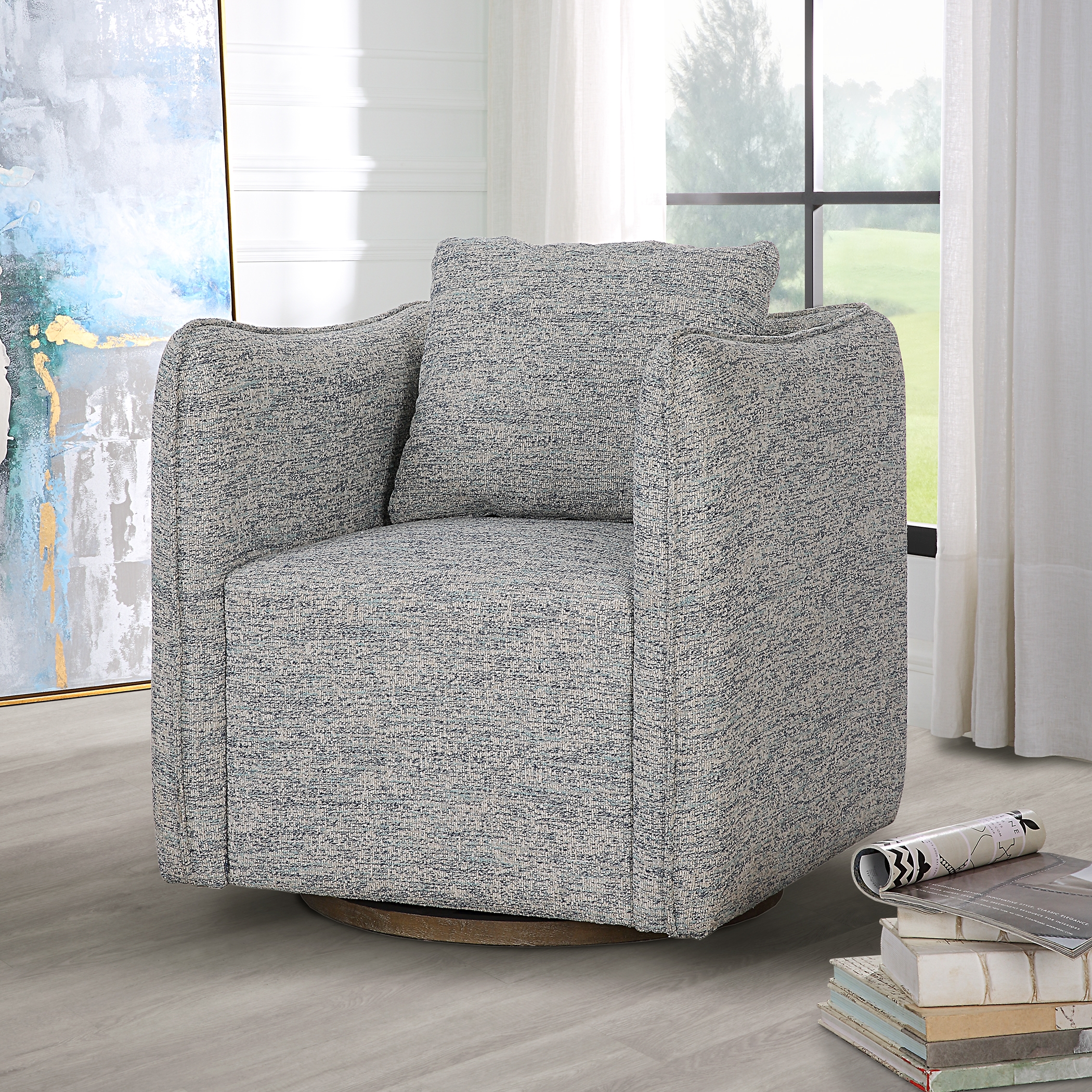 Corben Blue Swivel Chair - Image 1