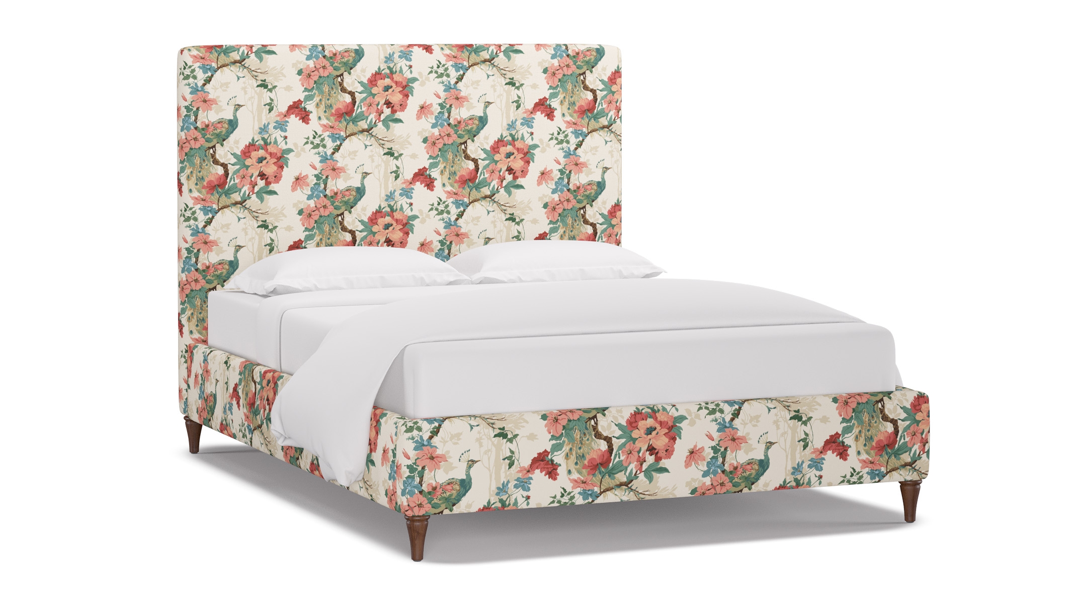 Classic Bed, Rose Peacock Park, Walnut Decorative Tapered Leg, Twin - Image 1