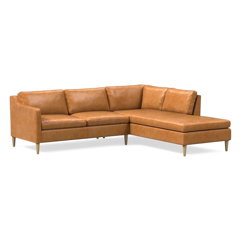 Hamilton 98" Right 2-Piece Bumper Chaise Sectional, Charme Leather, Burnt Sienna, Almond - Image 0