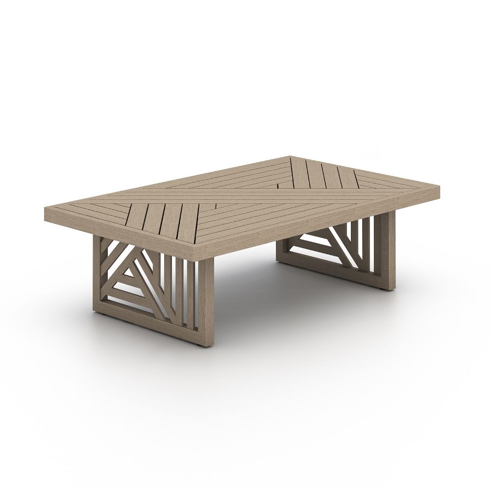 Linear Cutout Outdoor Coffee Table,Teak,Brown - Image 0