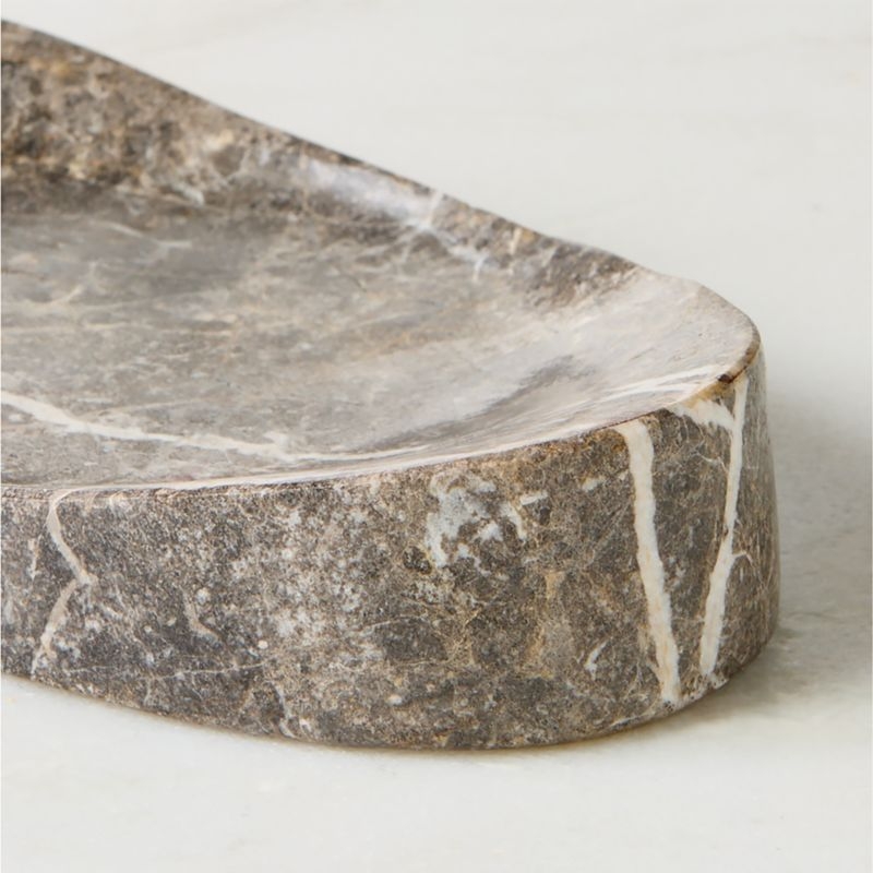 Lyle Grey Breccia Marble Pillar Candle Holder Plate - Image 1