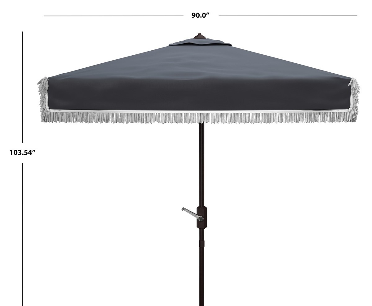 Milan 7.5' Square Umbrella - Navy/White - Safavieh - Image 4