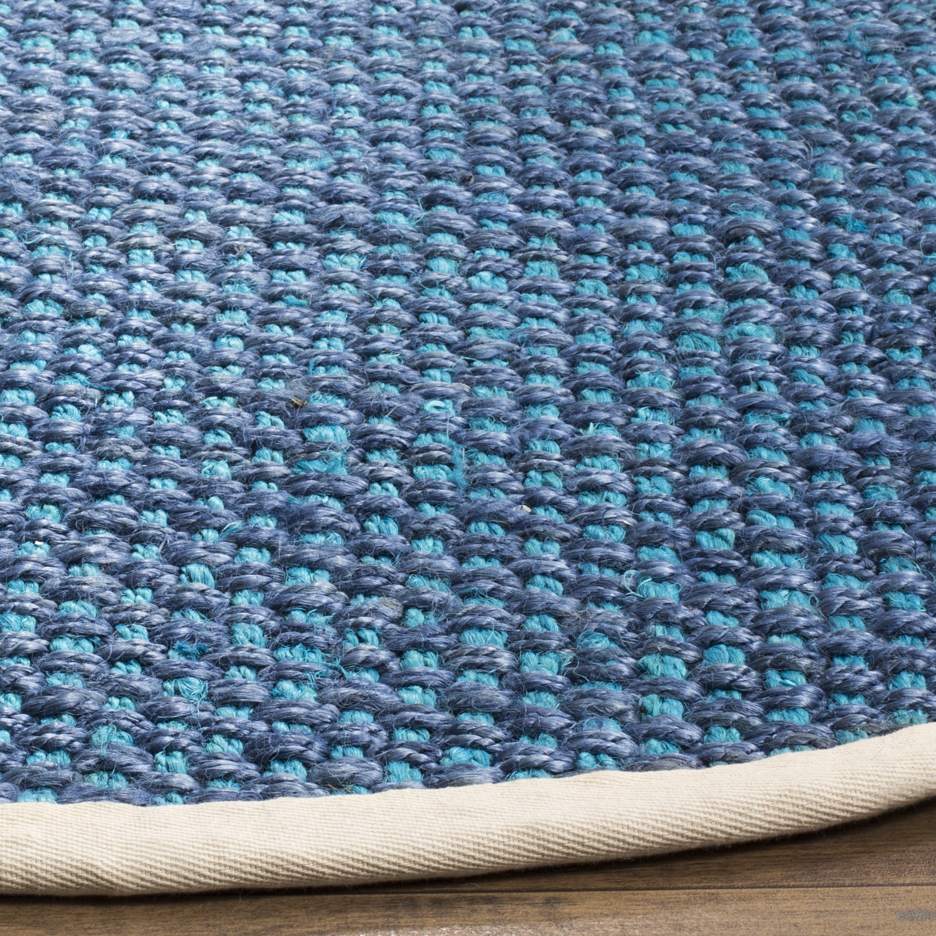 Arlo Home Hand Woven Area Rug, NF262C, Blue,  6' X 6' Round - Image 2