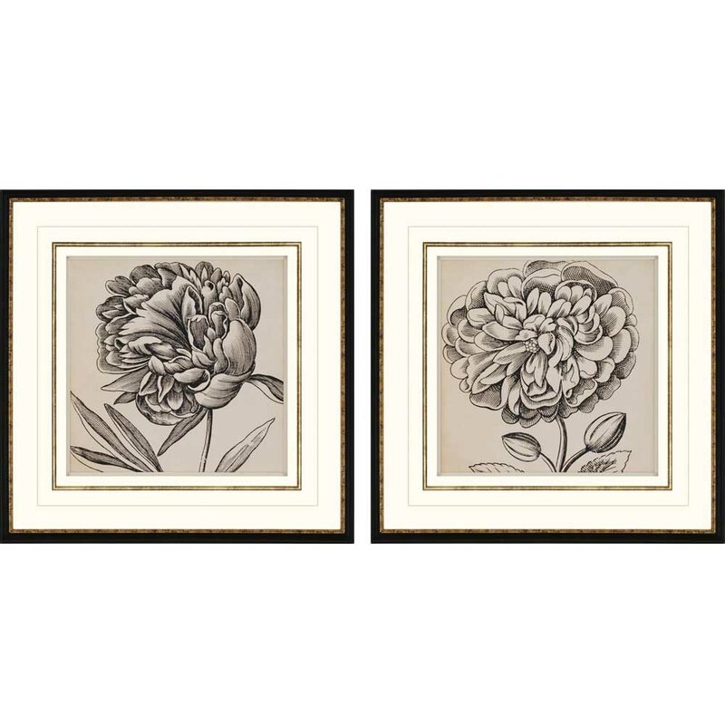 Paragon Graphic Floral I by Anonymous 2 Piece Framed Graphic Art Set - Image 0