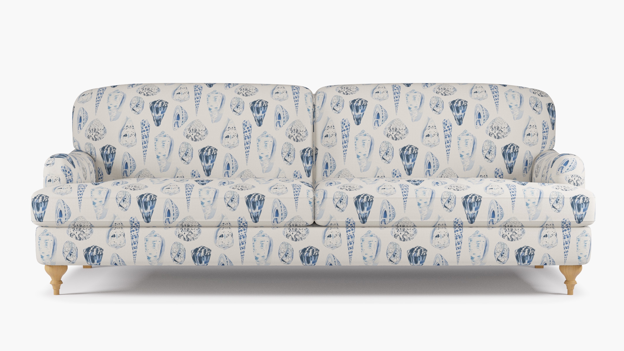 English Roll Arm Sofa, Porcelain Coquina, Natural Turned Wood Leg - Image 0