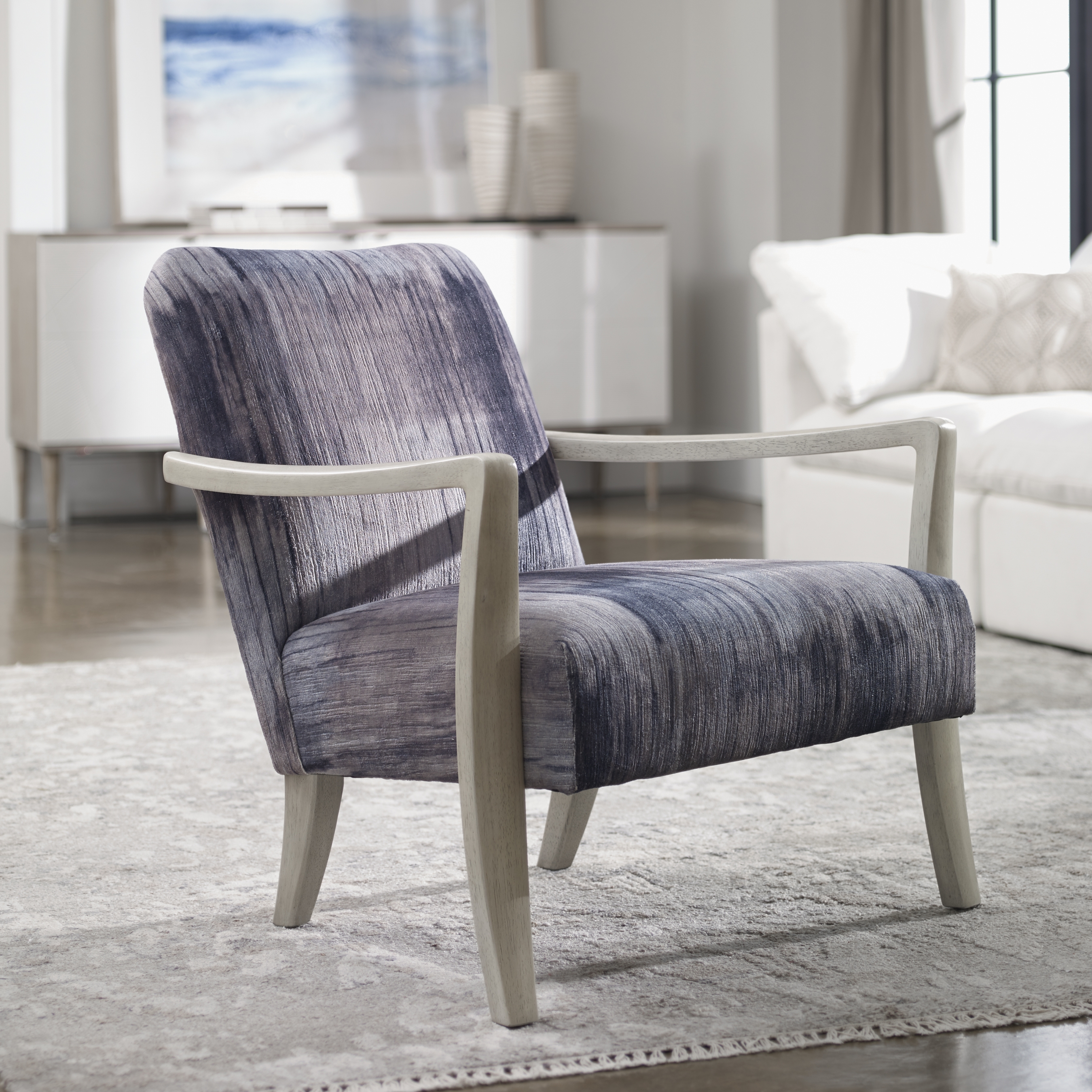 Watercolor Gray Chenille Accent Chair - Image 0