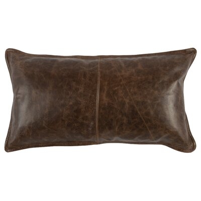 Hagedorn Stitched Details Rectangular Faux Leather Pillow Cover & Insert, 26" x 14" - Image 0