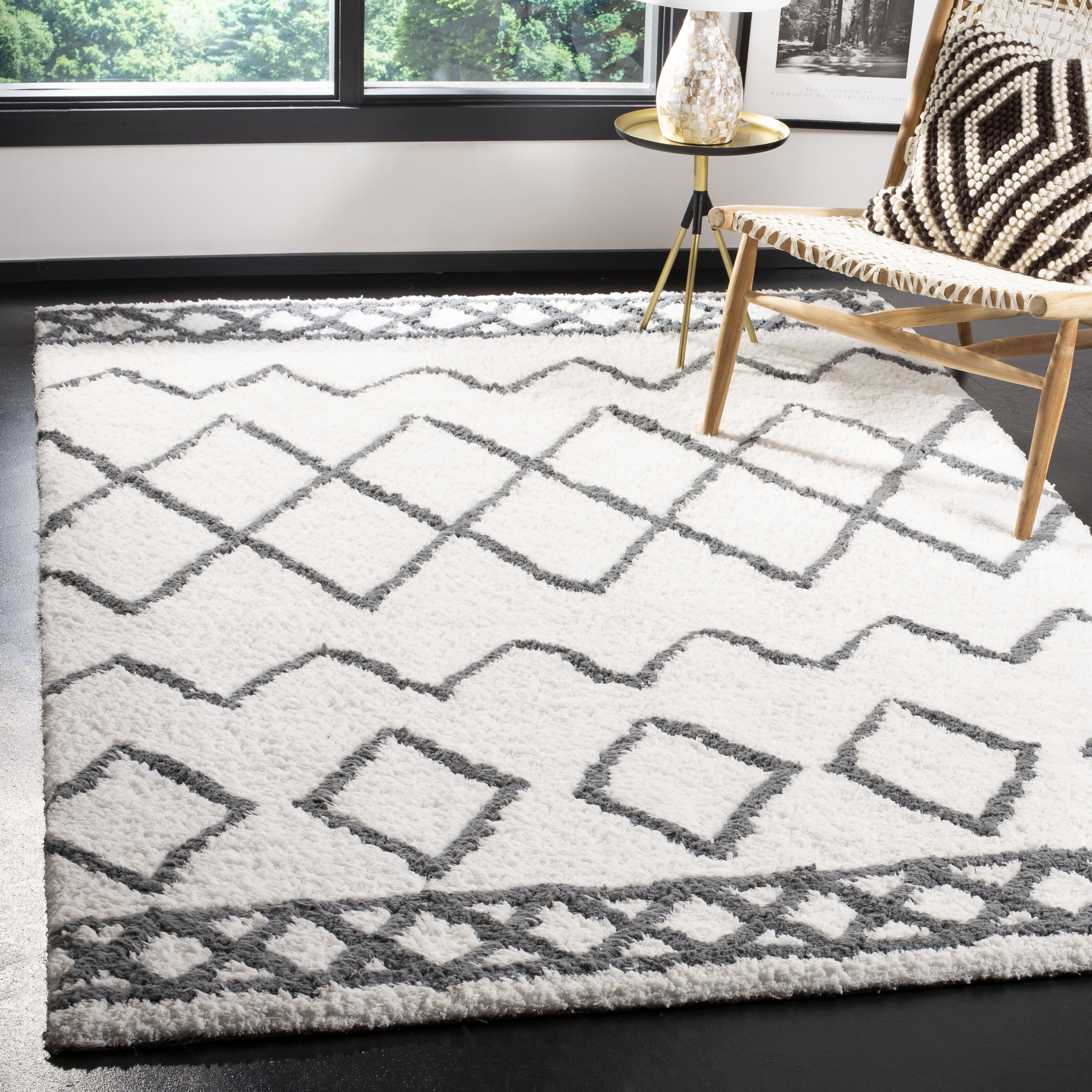 Arlo Home Hand Tufted Area Rug, EQS711A, Cream/Grey,  4' X 6' - Image 1