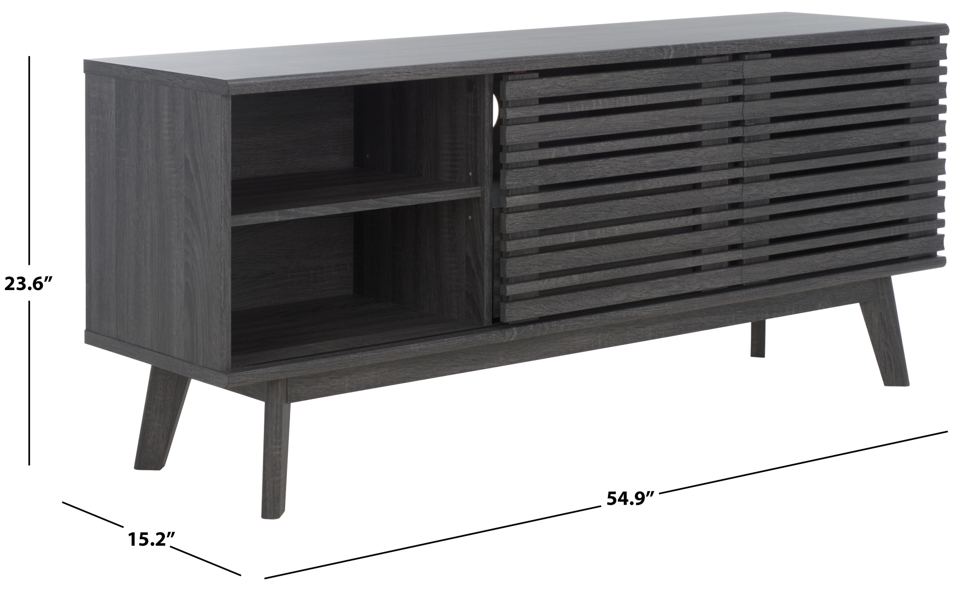Esma Low Sideboard / Media Stand - Distressed Black - Safavieh - Image 9