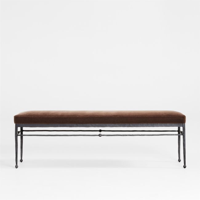 Rodin Brown Velvet Bench by Athena Calderone - Image 0