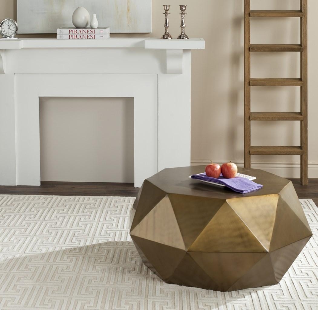 Astrid Faceted Coffee Table - Brass - Arlo Home - Image 3