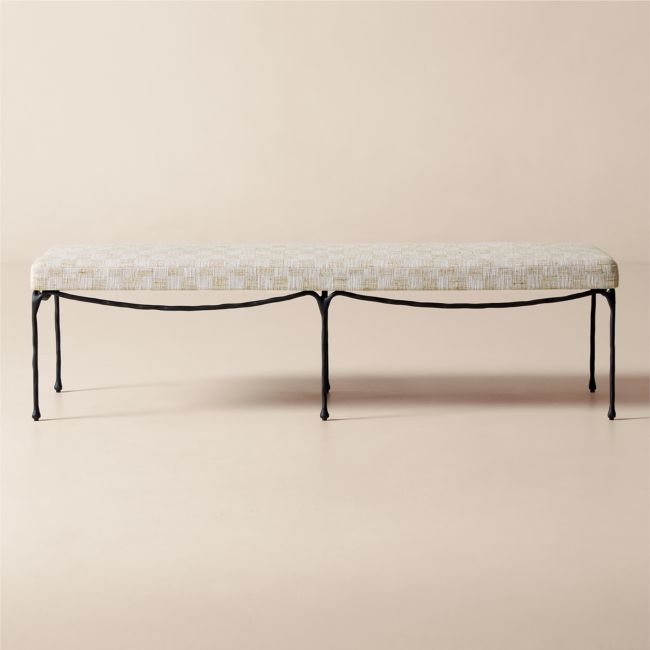 Journey 60" White and Light Brown Upholstered Bench - Image 0