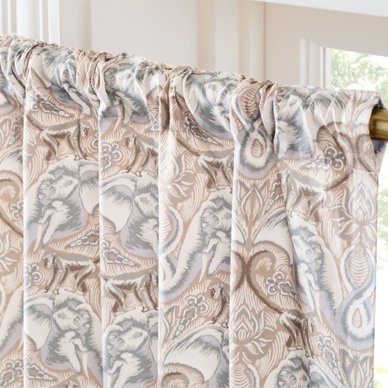 Entwined Elephants Natural Curtain Panel 108" - The White Lotus - Image 1