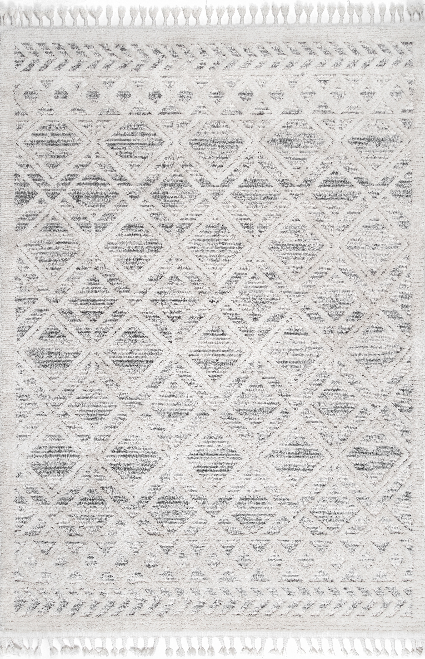 Ansley Soft Lattice Textured Tassel Area Rug - Image 0