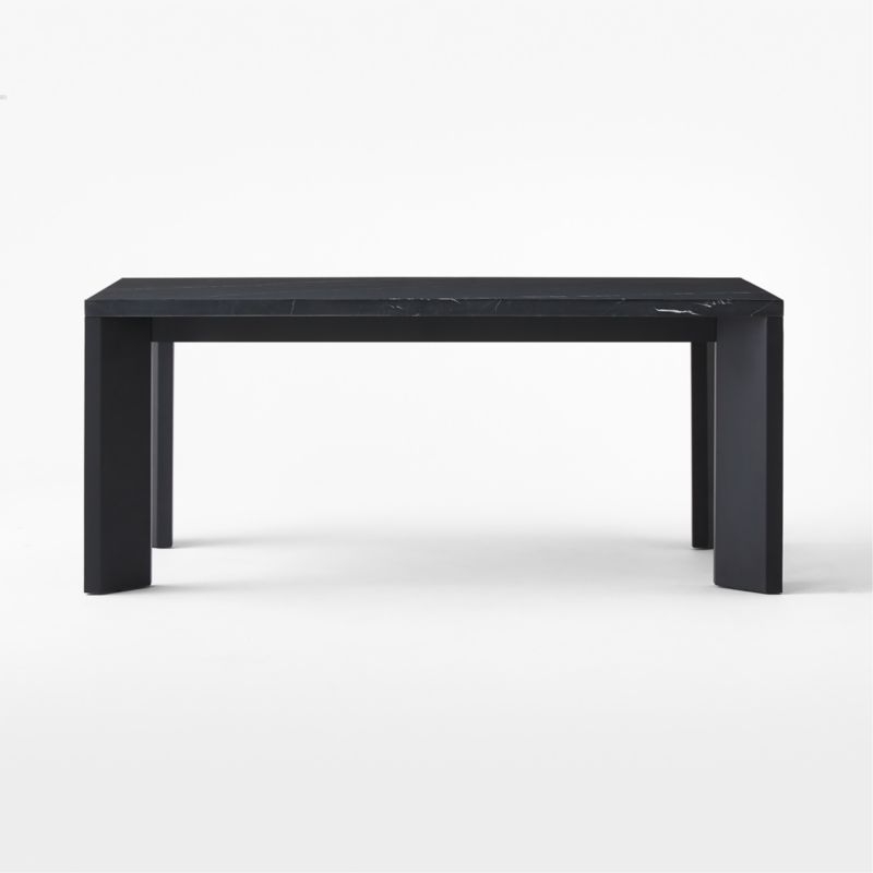 Sydney 72'' Rectangular Black Marble Dining Table with Black Steel Legs - Image 1