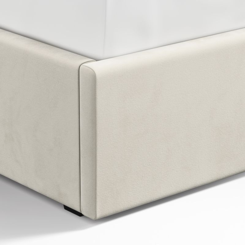 Arden 52" Beige Upholstered Queen Headboard with Storage Bed Base - Image 2
