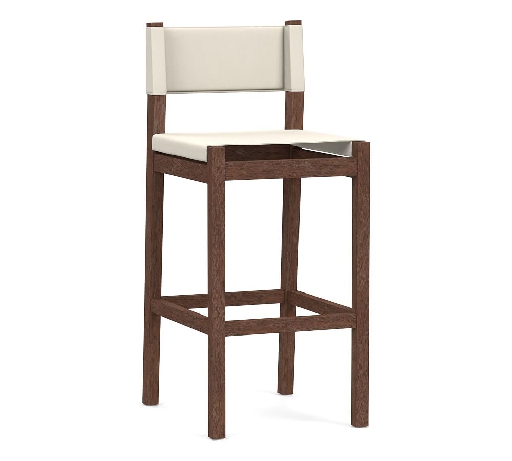 Segura Leather Bar Height Bar Stool, Coffee Bean Frame, Signature Chalk - Image 0