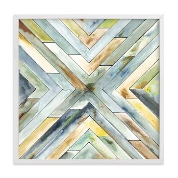 Angular Organic, Walnut Wood Frame, 16"x16" - Image 1