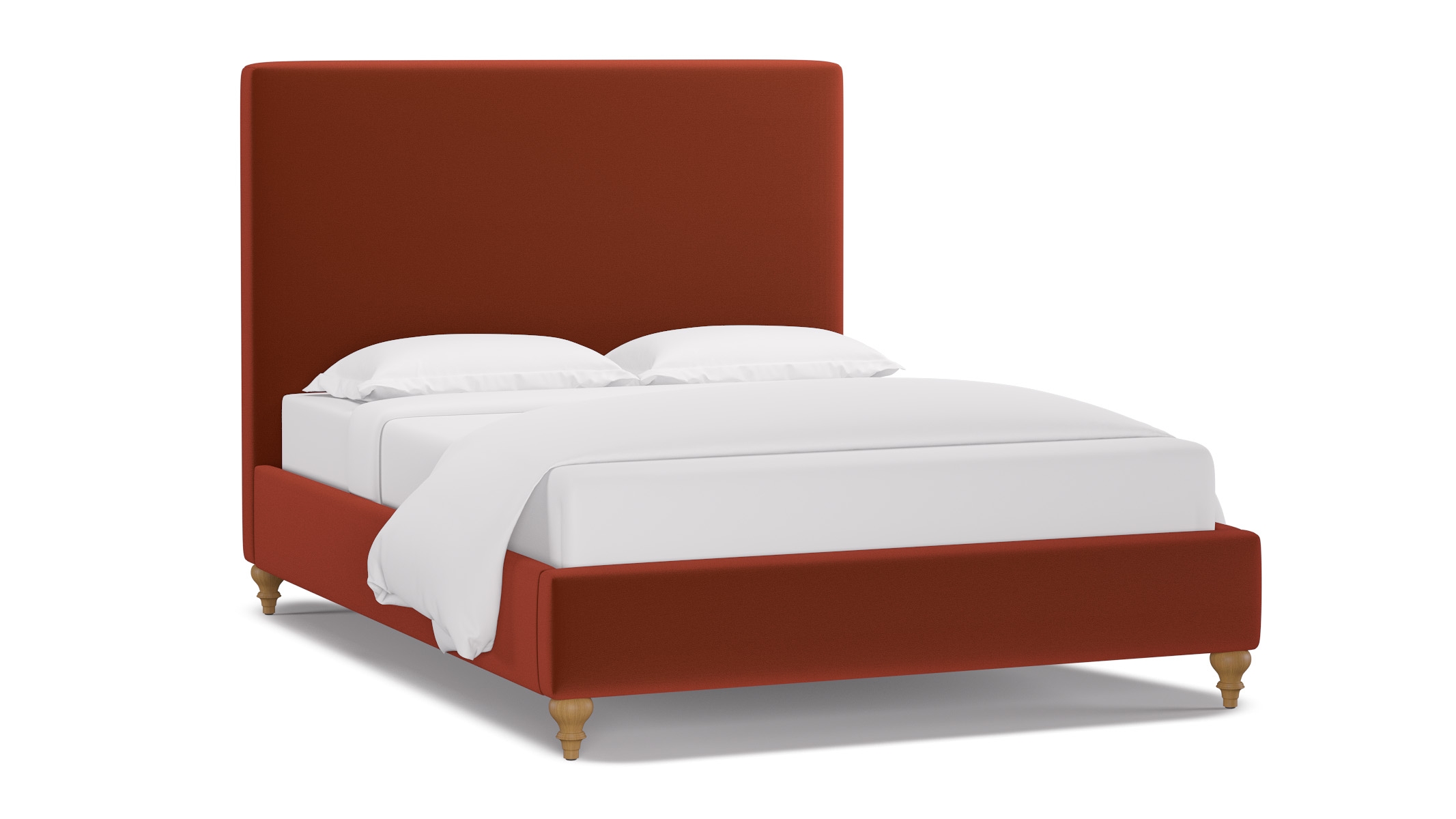 Classic Bed, Rust Performance Velvet, Natural Traditional Turned Leg, Twin - Image 1