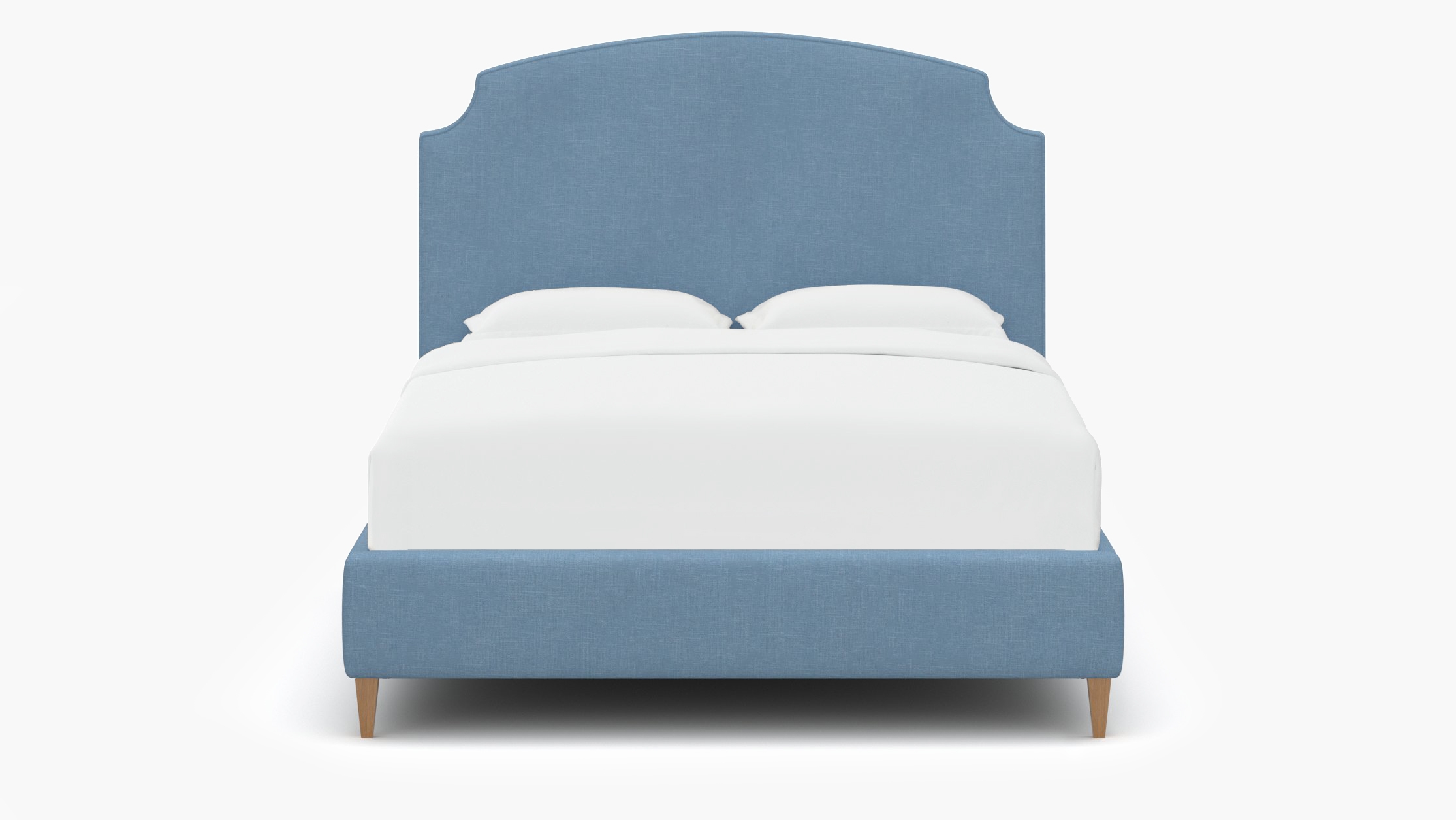 Cove Bed, French Blue Everyday Linen, Natural Square Tapered Leg, King - Image 0