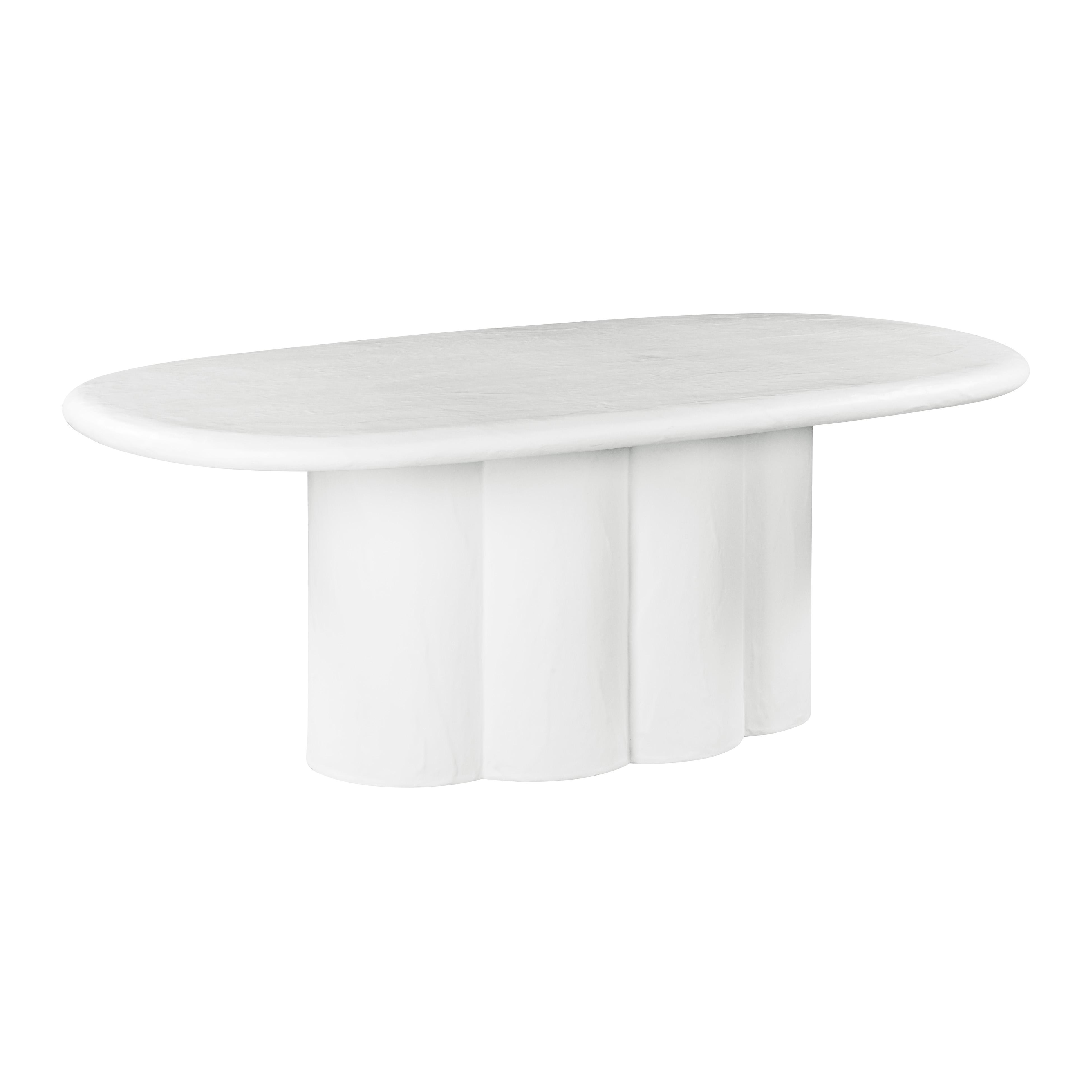 Elika White Faux Plaster Oval Dining Table - Image 2