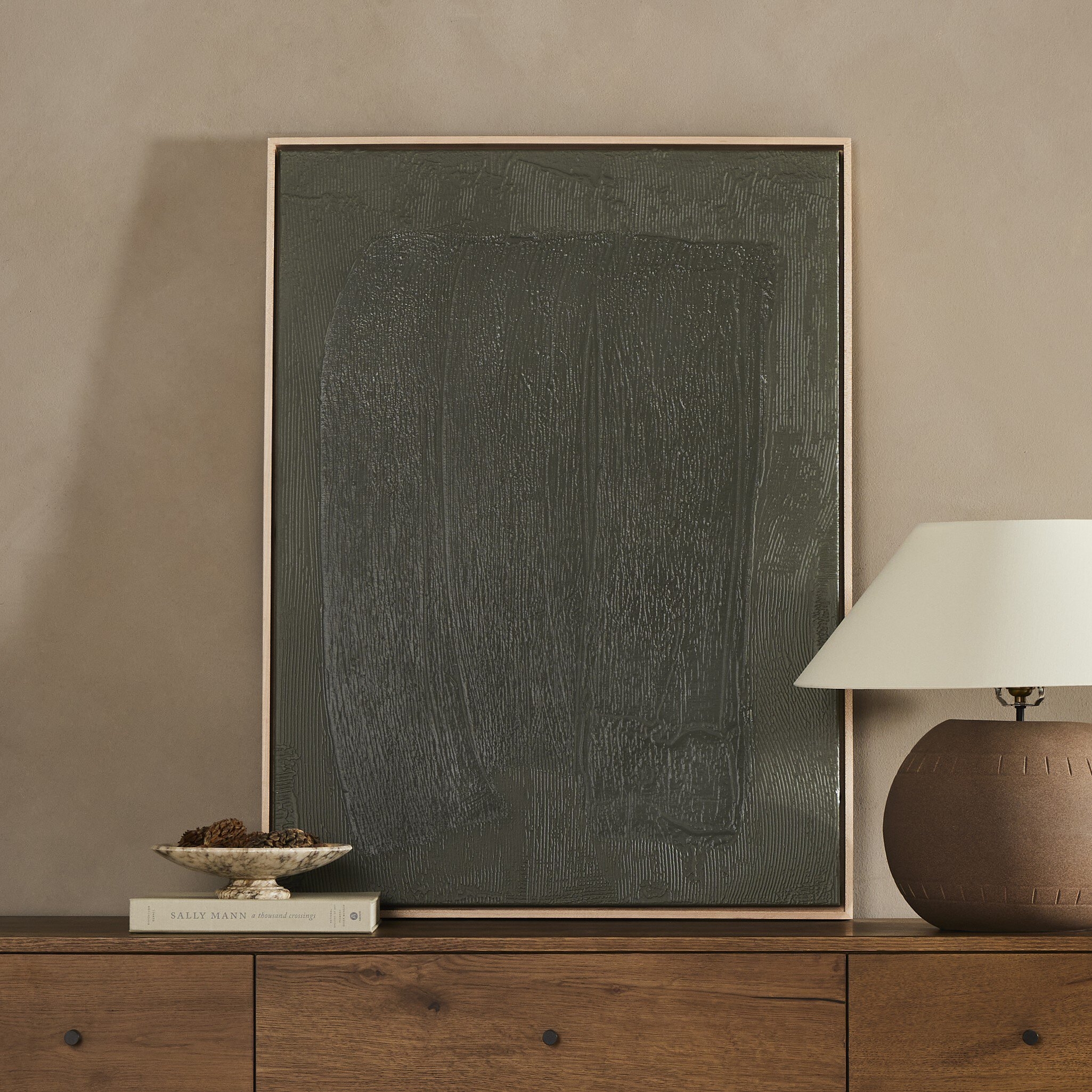 Free Form Lines II Olive by The Holly Collective - Natural Maple Floater - Image 5