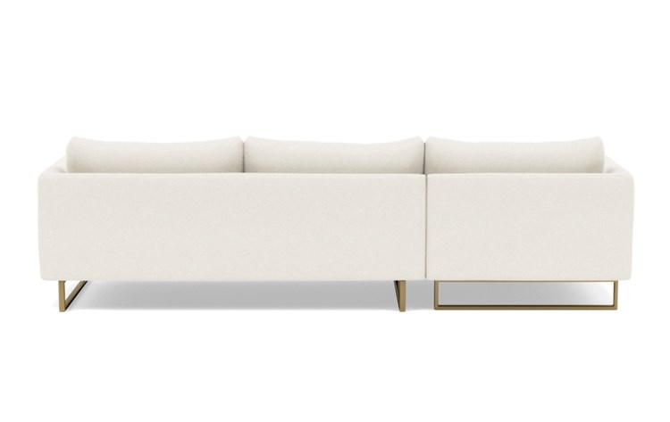 Owens Left Sectional with White Cirrus Fabric, down alt. cushions, and Matte Brass legs - Image 3