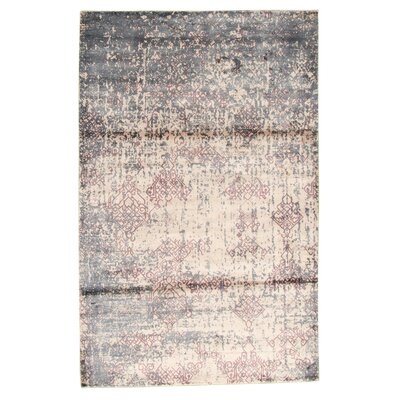 One-of-a-Kind Suazo Hand-Knotted 2010s Galleria Light Gray 4'11" x 7'7" Viscose Area Rug - Image 0