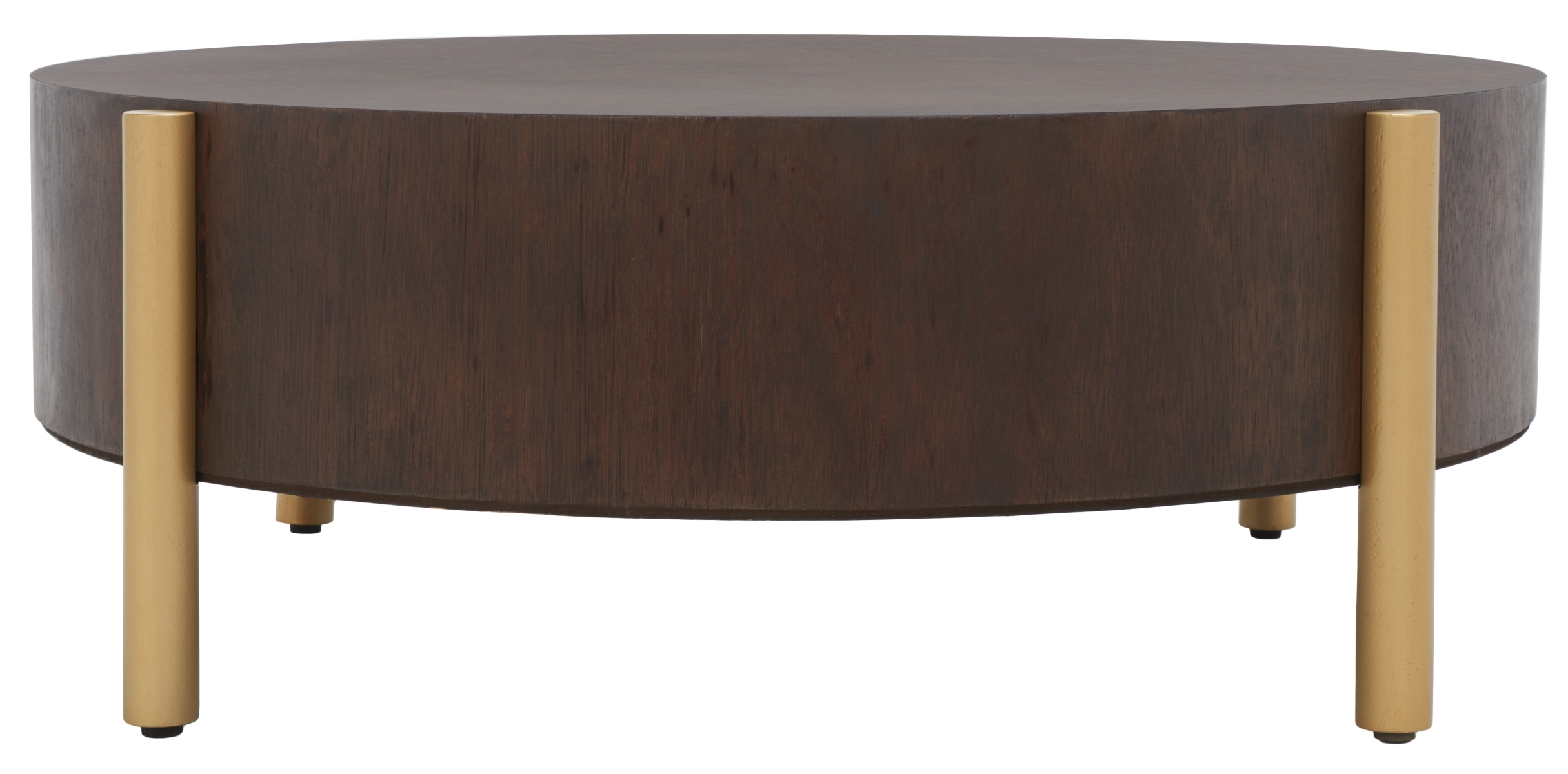 Diangela Round Coffee Table - Dark Oak / Gold - Safavieh - Image 0
