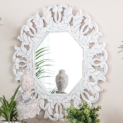 Bibiana White 30-In. Carved Octagonal Mirror - Image 0