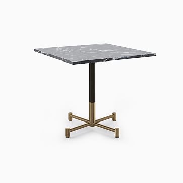 Restaurant Table:Top 36" Square: White Faux Marble + Dining Height 4 Branch Base: Bronze/Brass - Image 1