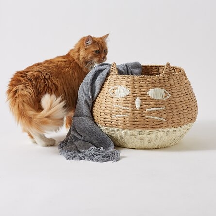 Kitty Cat Wicker Basket - Image 1