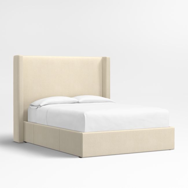 Arden 60" Ivory Upholstered Queen Headboard with Storage Bed Base - Image 0