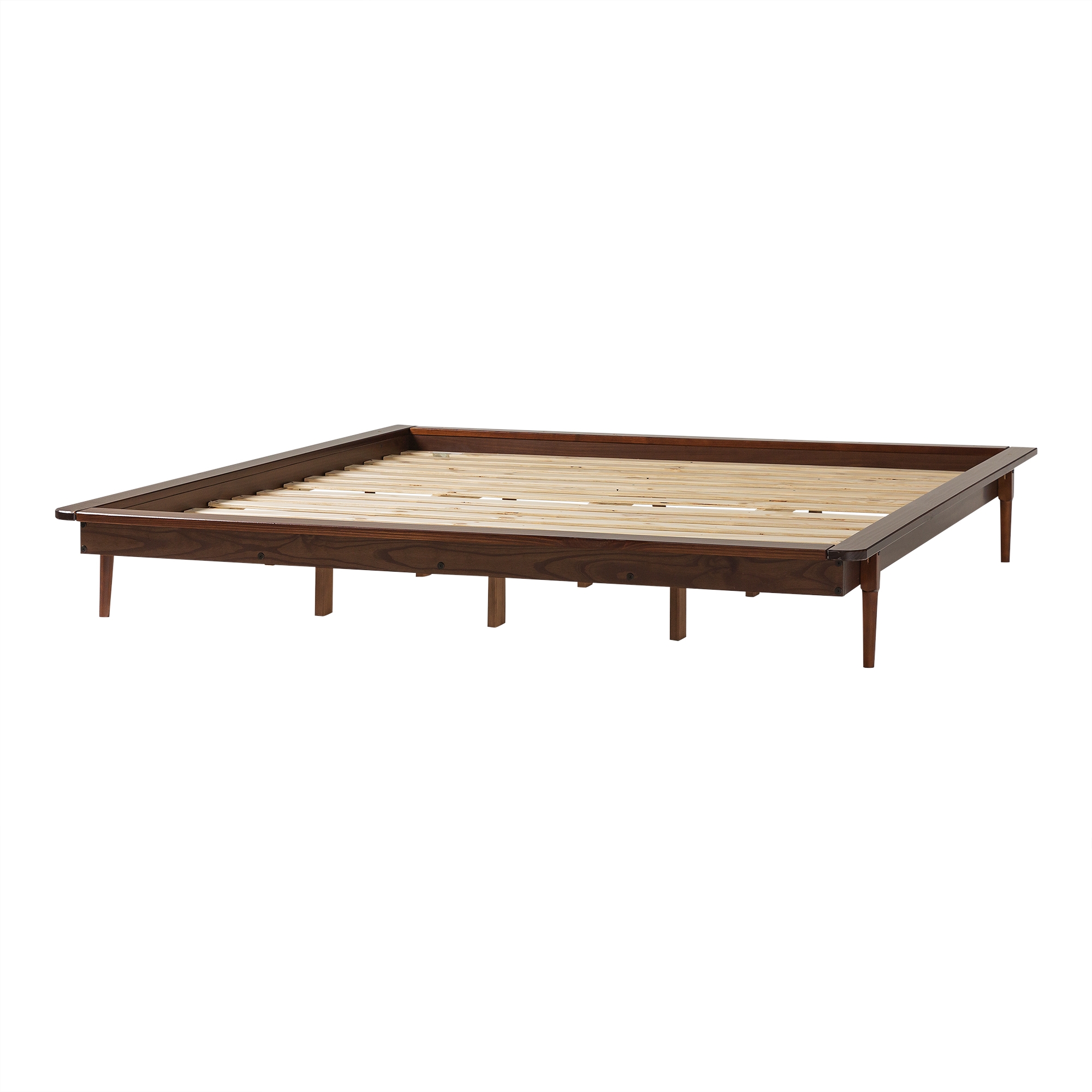 King Mid Century Modern Solid Wood Platform Bed - Walnut - Image 2