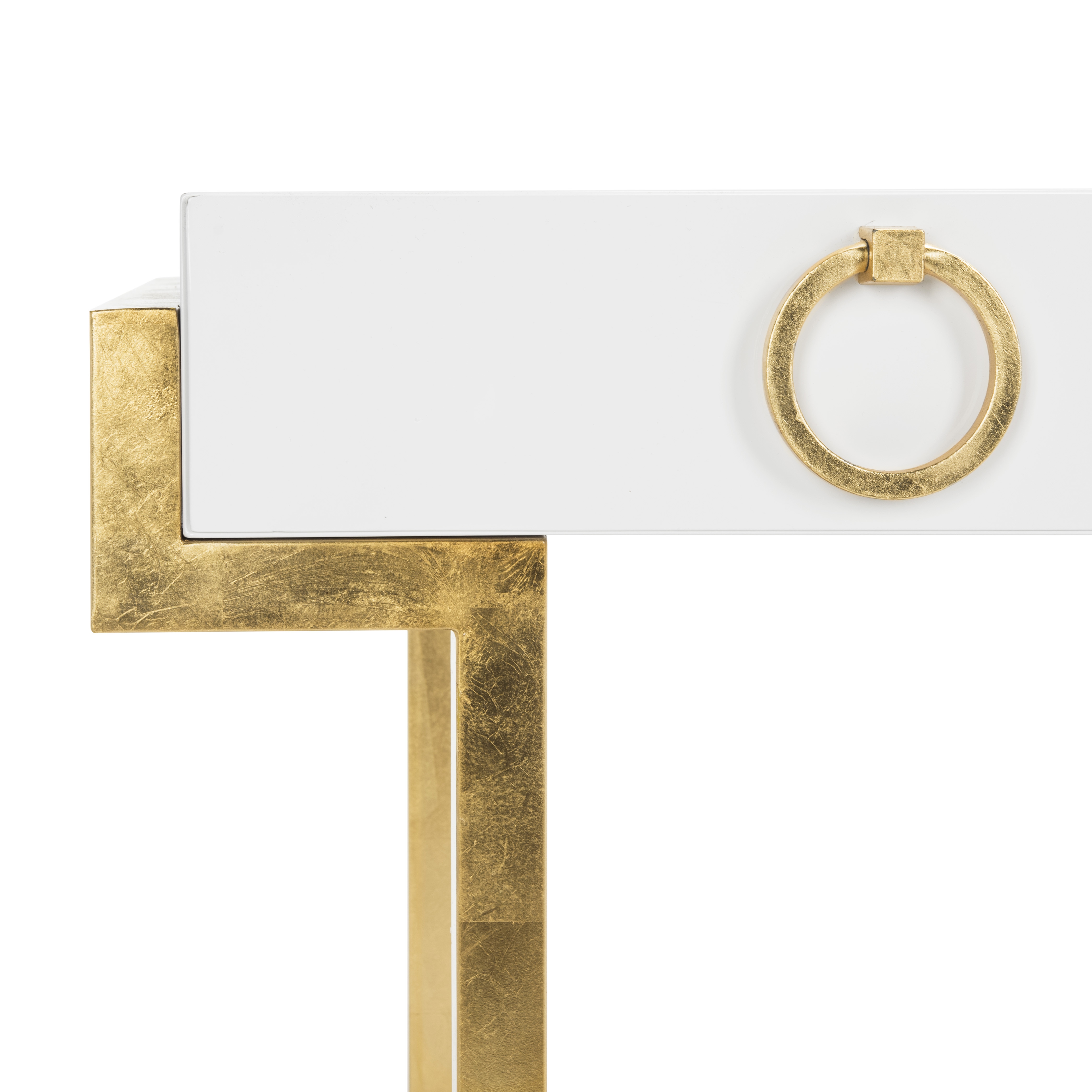 Maia 2-Drawer Lacquer Desk - White/Gold - Safavieh - Image 6
