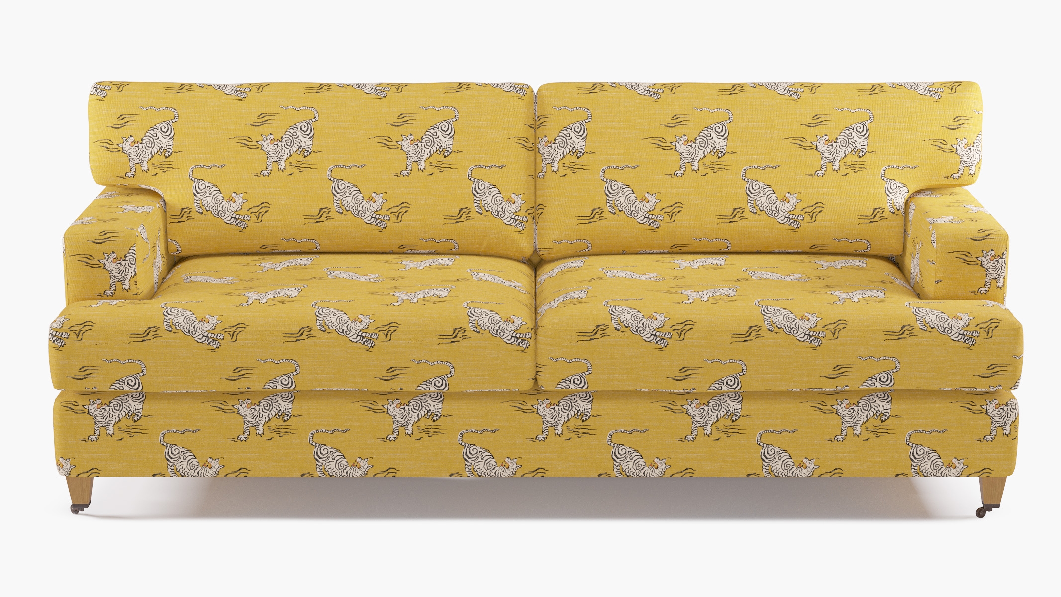 Classic Sofa, Dijon Tigresse, Natural with Antique Brass Caster - Image 0