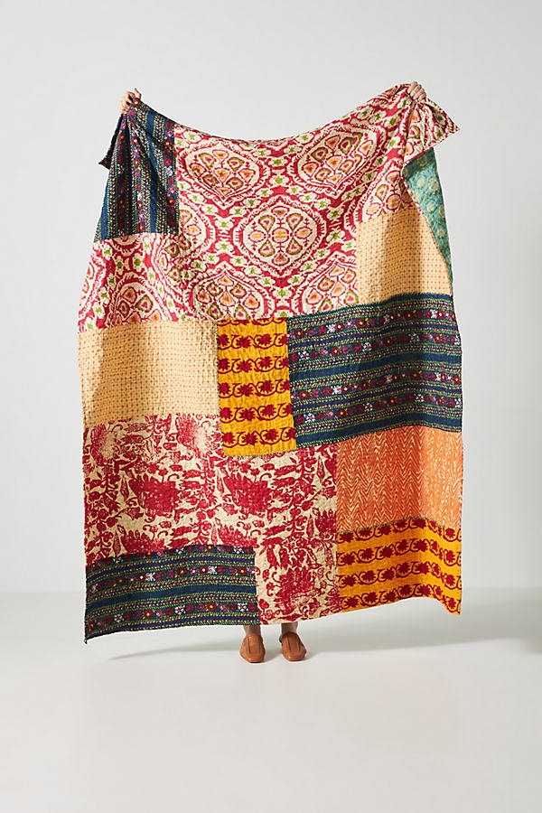 Kantha-Stitched Throw Blanket By Artisan Quilts by Anthropologie in Assorted - Image 0