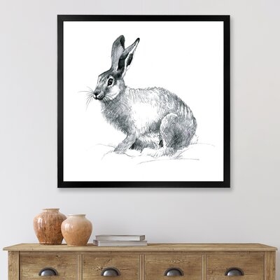 Monochrome Portrait Of Rabbit - Farmhouse Canvas Wall Art Print - Image 0