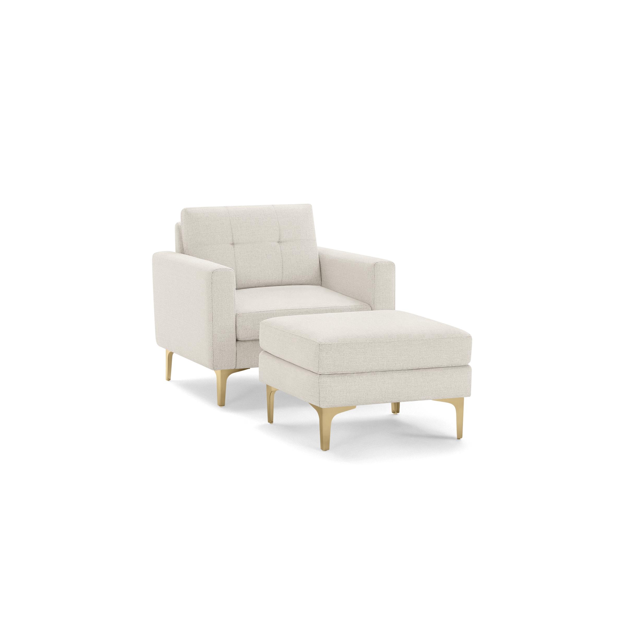 Nomad Armchair and Ottoman in Ivory, Brass Legs - Image 0